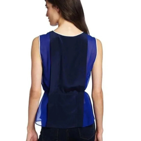BCBG MAXAZRIA ROYAL BLUE COMBO LULA COLOR BLOCKED BLOUSE TOP SZ XXS - Picture 8 of 9
